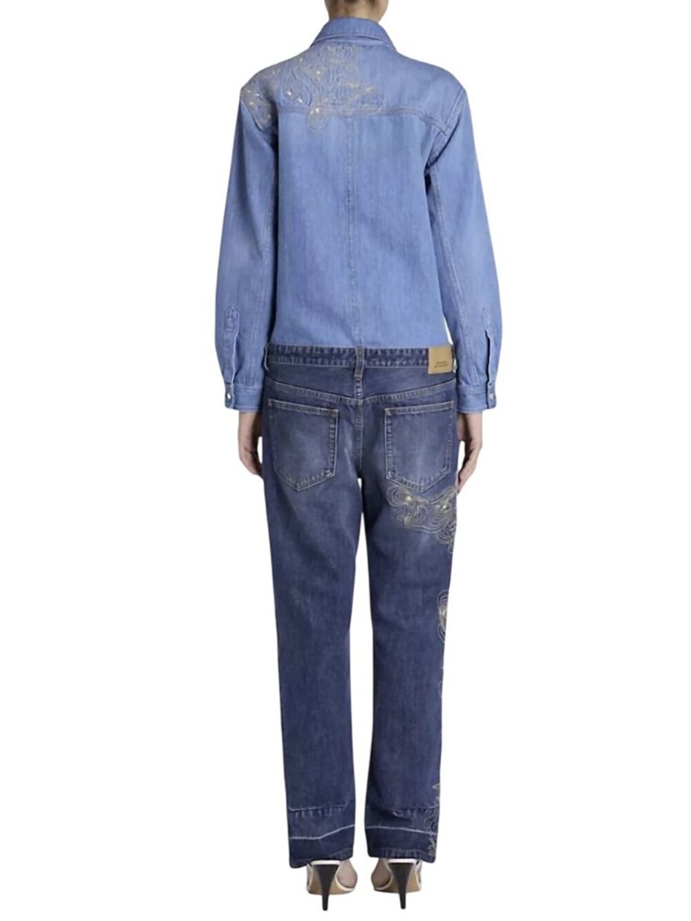 Isabel Marant Imane Embroidered Denim Jumpsuit Size 40 US 8 Large New - Picture 3 of 13